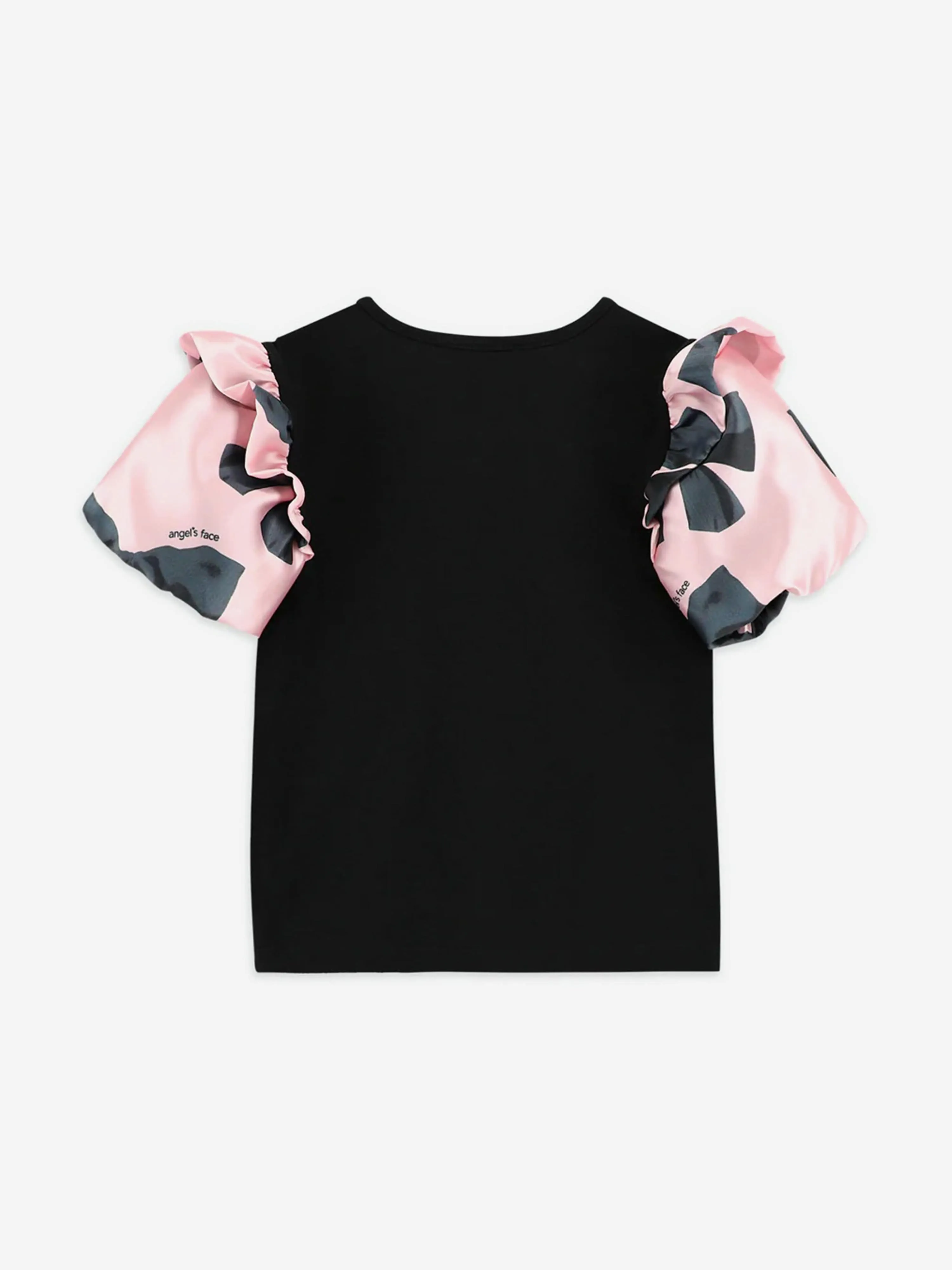 Angels Face Girls Blake Bow Print Top in Black