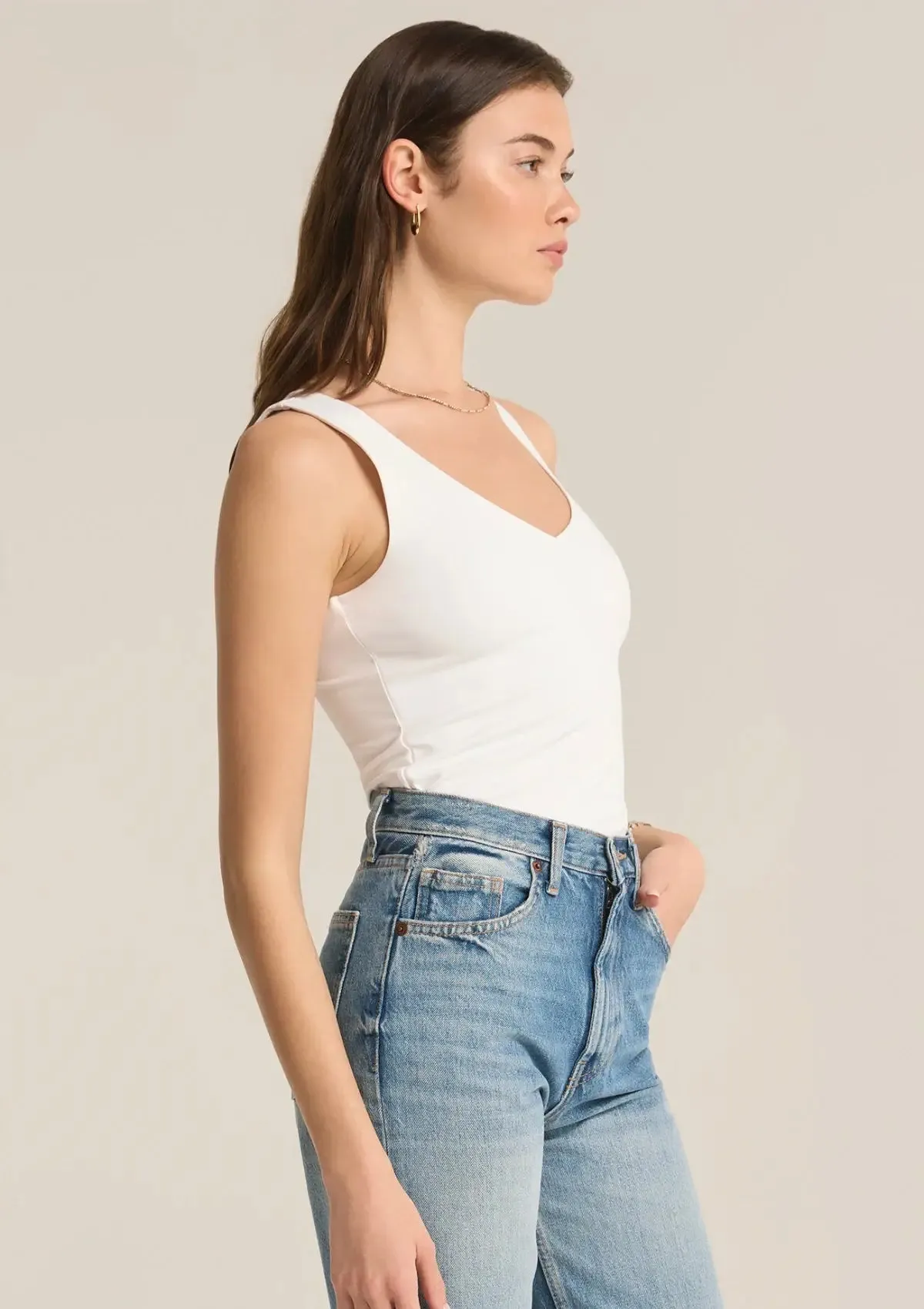 Avala V-Neck So Smooth Top - White