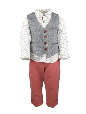 Baptism outfit 4pcs for boy- DCSO981 Red