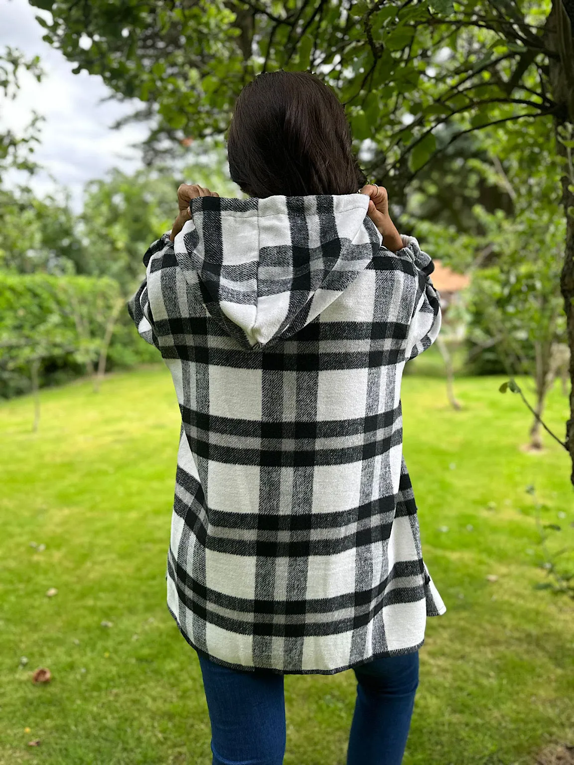 Black Checked Hooded Zip Jacket Kimberley