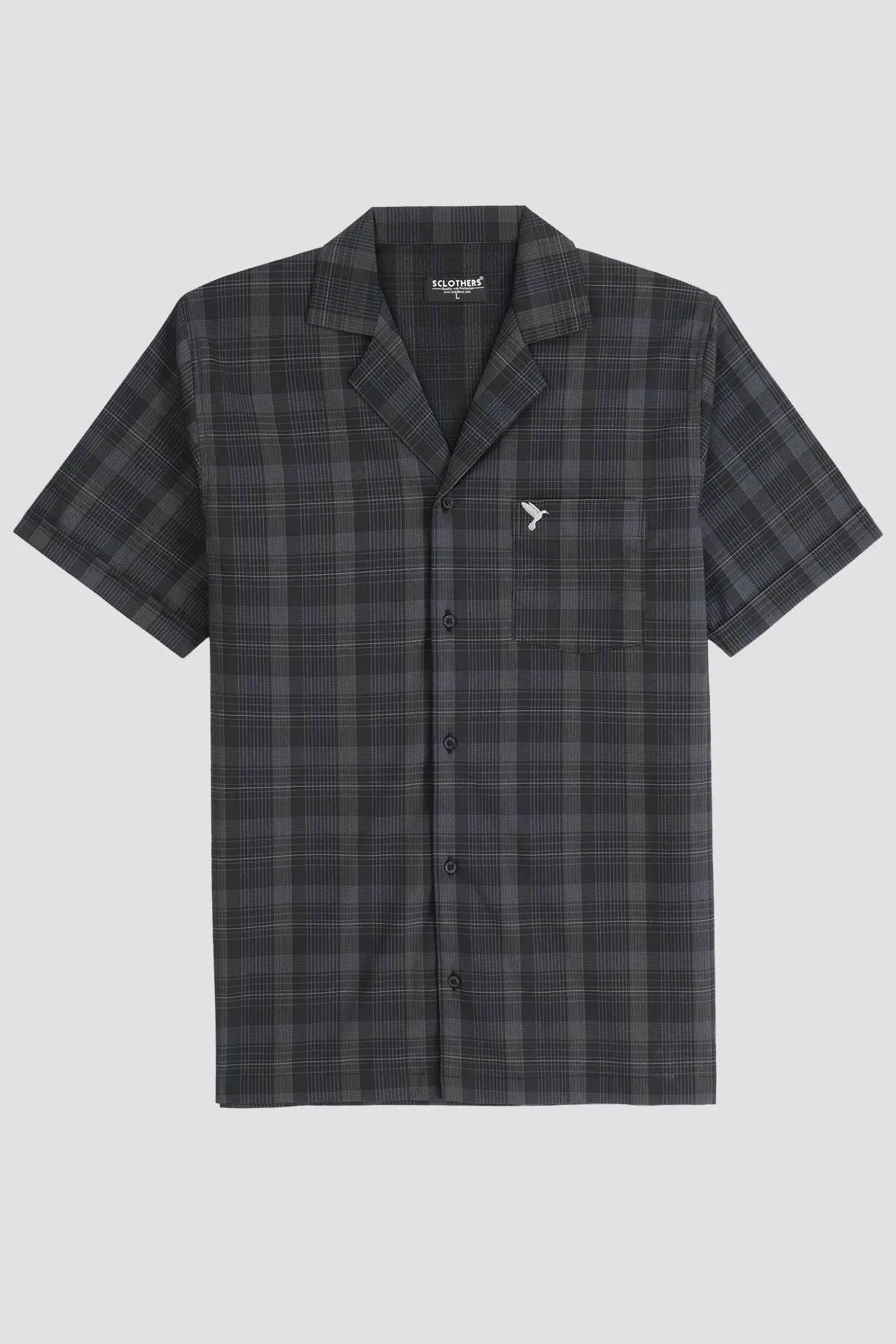 Black Plaid Resort Collar Shirt (Plus size) - A24 - MS0070P