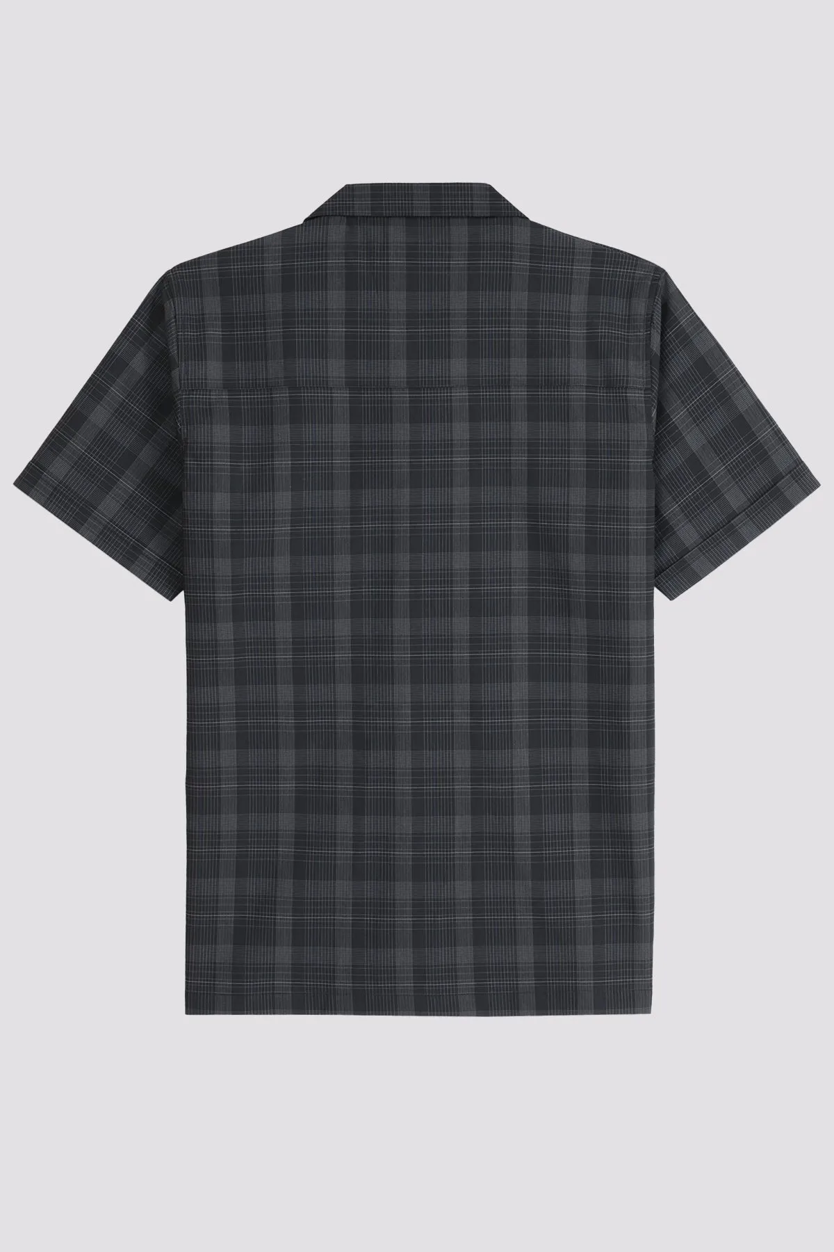 Black Plaid Resort Collar Shirt (Plus size) - A24 - MS0070P