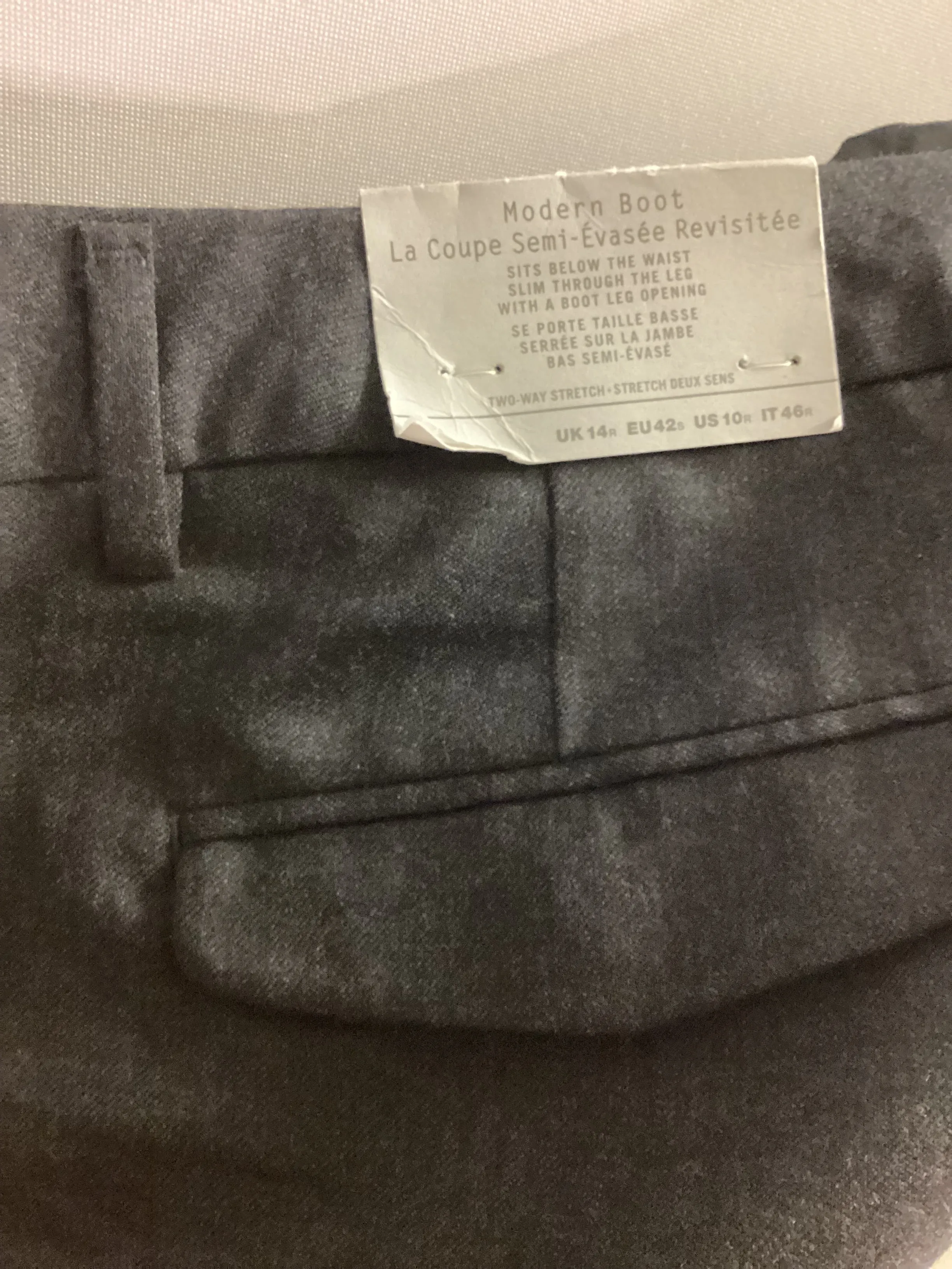 BNWT Gap Modern Boot Grey Trousers with Wool Size 14