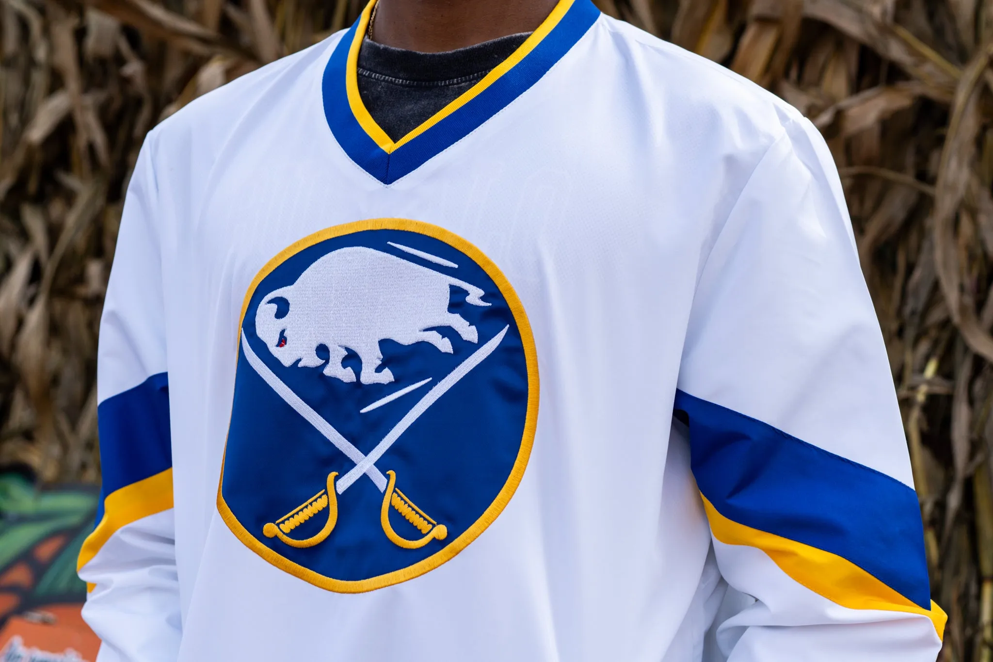 Buffalo Sabres Yard Line White V-Neck Pullover