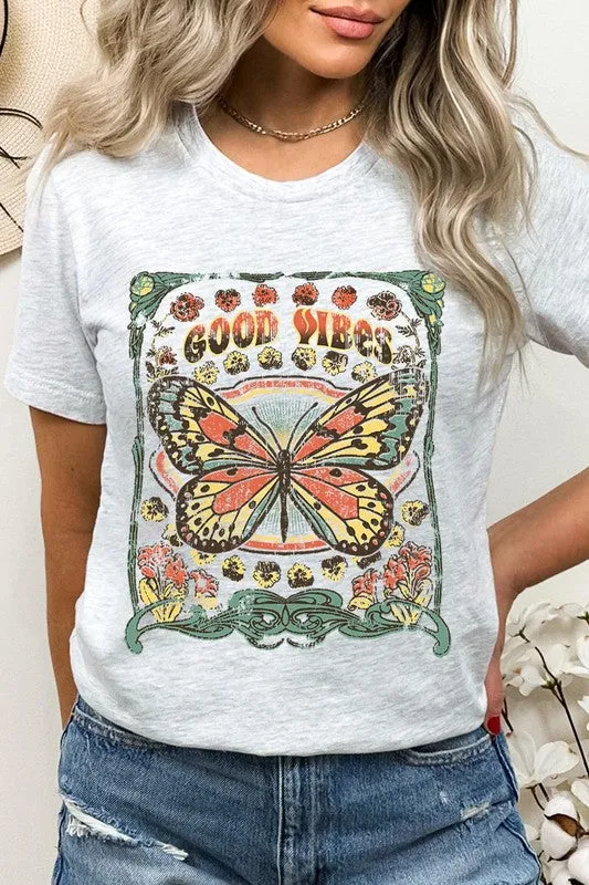 Butterfly Good Vibes Graphic T Shirt