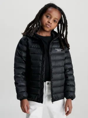 Calvin Klein Boys Down Padded Logo Jacket in Black