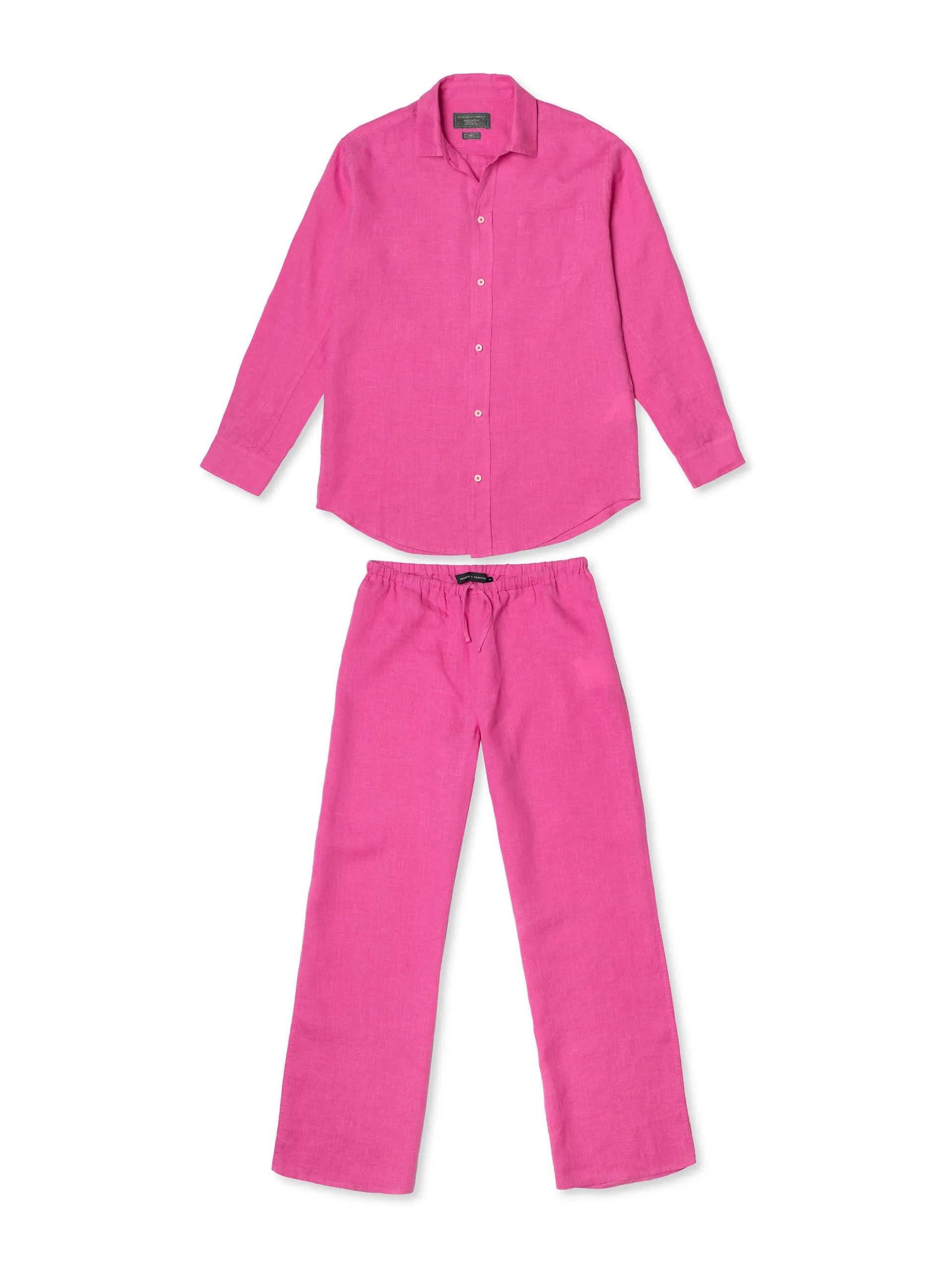 Cerise pink linen lounge set