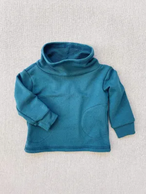 cowl neck organic french terry sweatshirt in azure