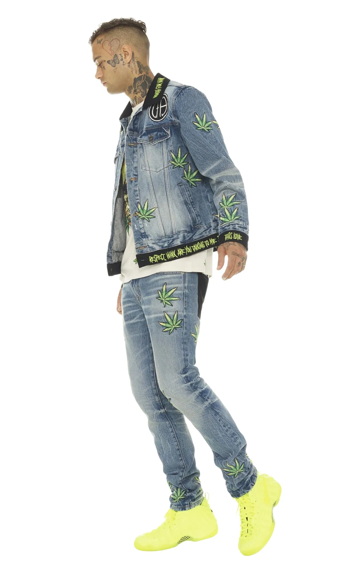 Cult of Individuality Men's Type IV with Double Cuff and Waistband Denim Jacket with Zipper Elbows