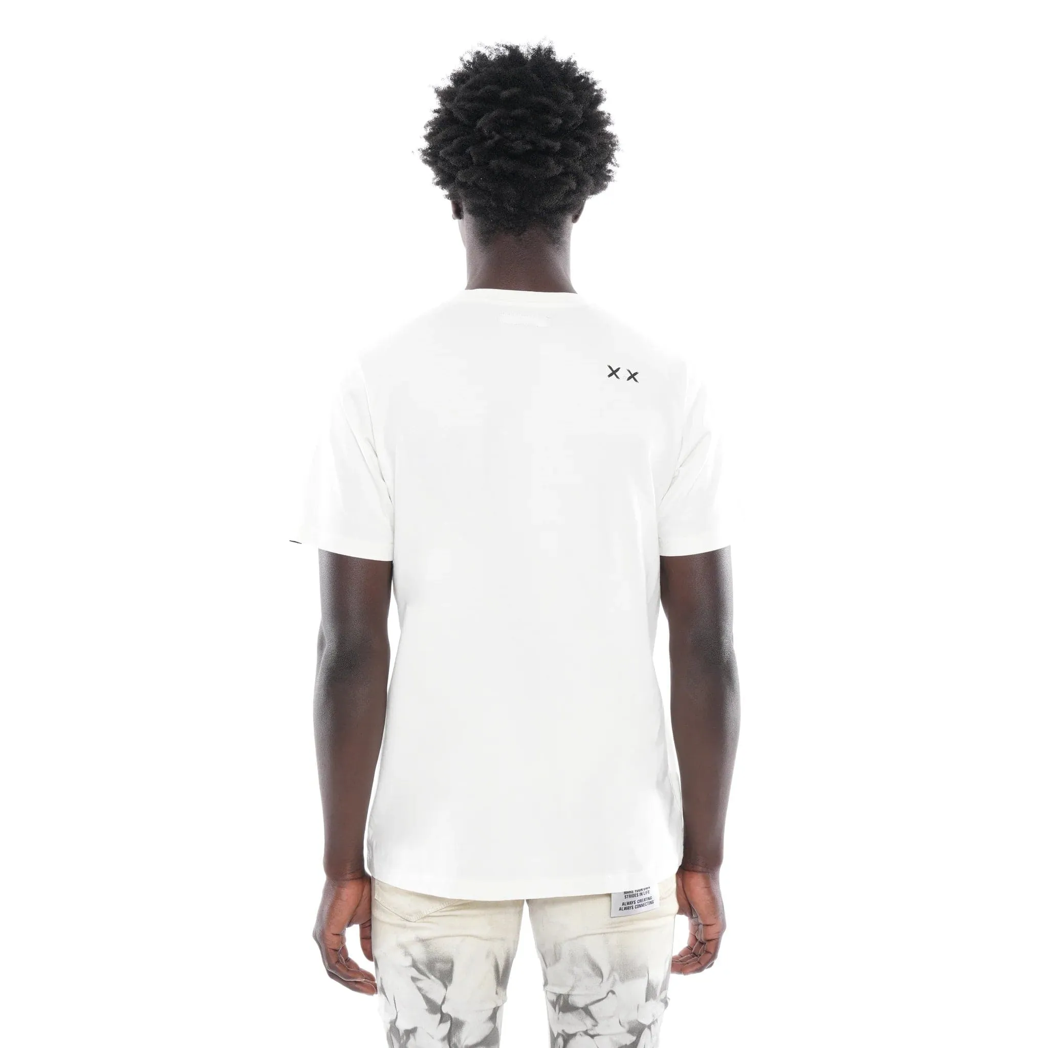 Cult Of Individuality - "Hang Loose" Short Sleeve Crew Neck Tee (White) - Cotton Comfortable Oversized