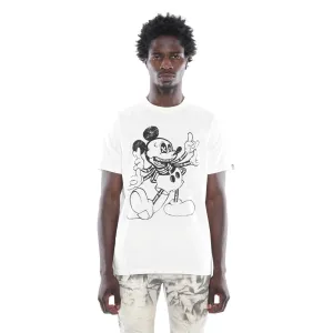 Cult Of Individuality - "Hang Loose" Short Sleeve Crew Neck Tee (White) - Cotton Comfortable Oversized