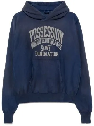 EMBROIDERED GRAPHIC PRINT POSSESSION HOODIE NAV