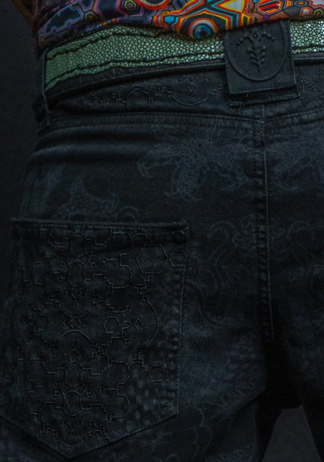 Flying Short Men / Stretchy Denim Laser Print Digital Embroidery - DRAGONS IKARO