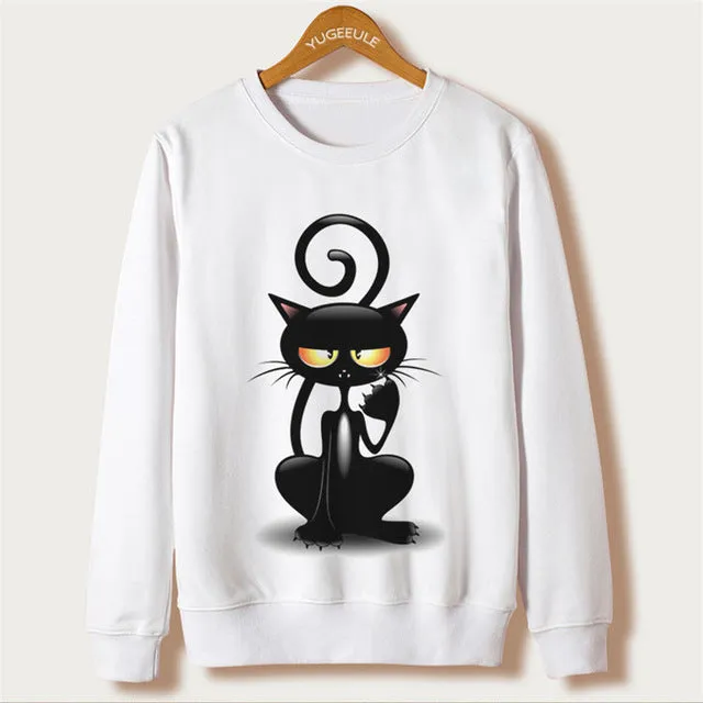 Fox Harajuku Sweatshirt Women Pullover 2017 Casual Animal Print White Hoodies Full Sleeve O-neck Women Clothing Casual Hooded