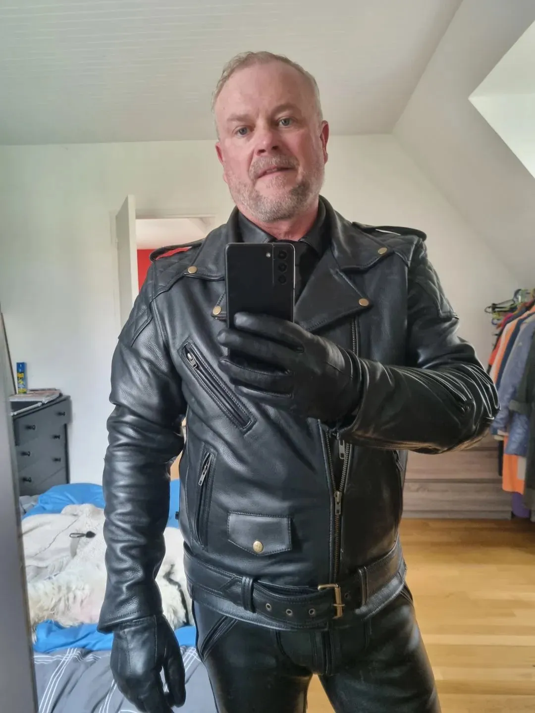 Gay Motorcycle Cop Leather Jacket Black