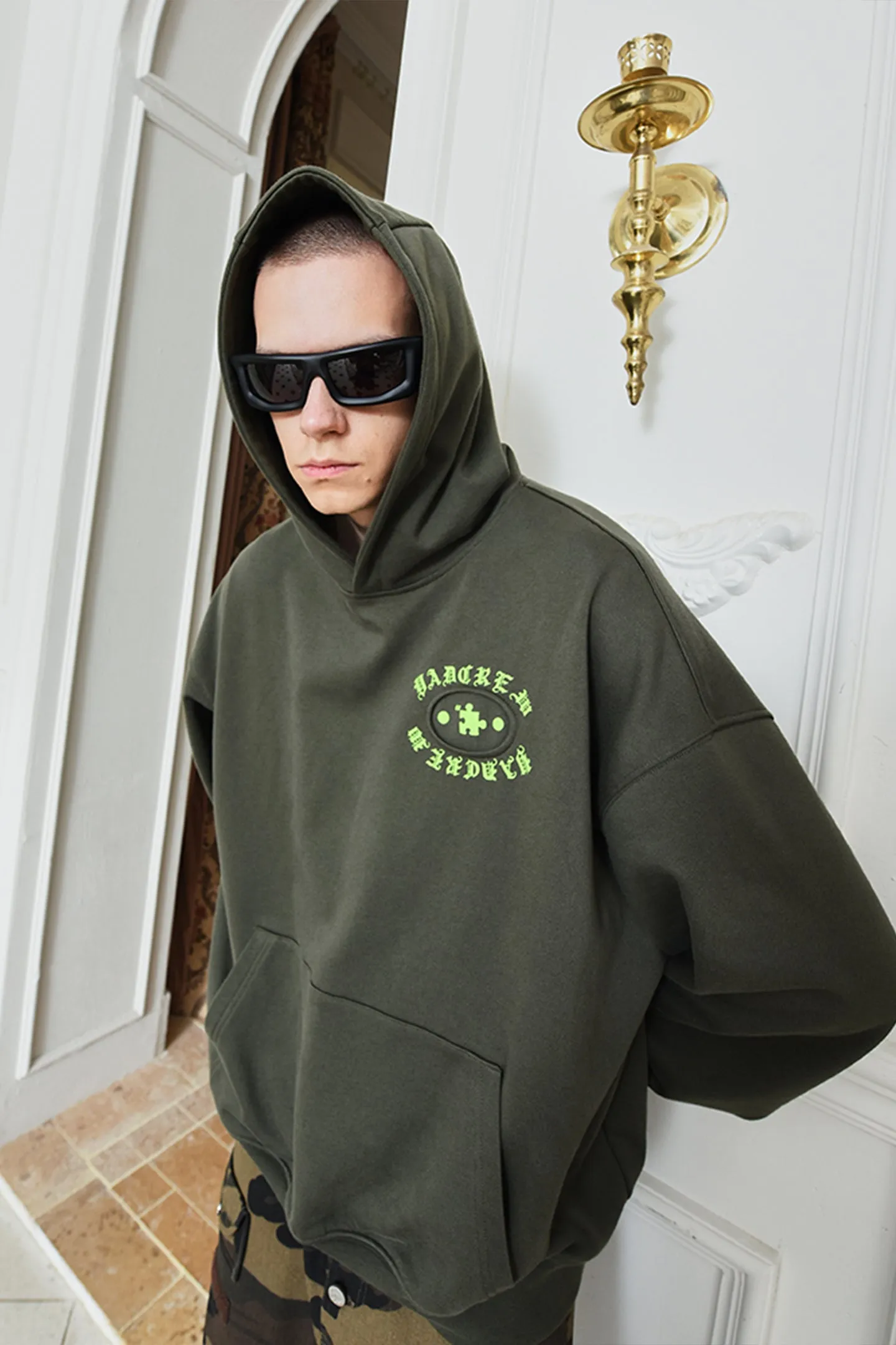 Gothic Hole Hooded Hip-hop Pocket Versatile Sweatshirt