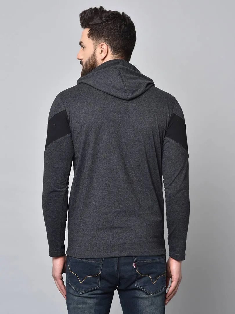 Grey Colourblocked Cotton Hoodies