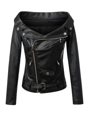 IAMC | Off Shoulder Leather Jacket