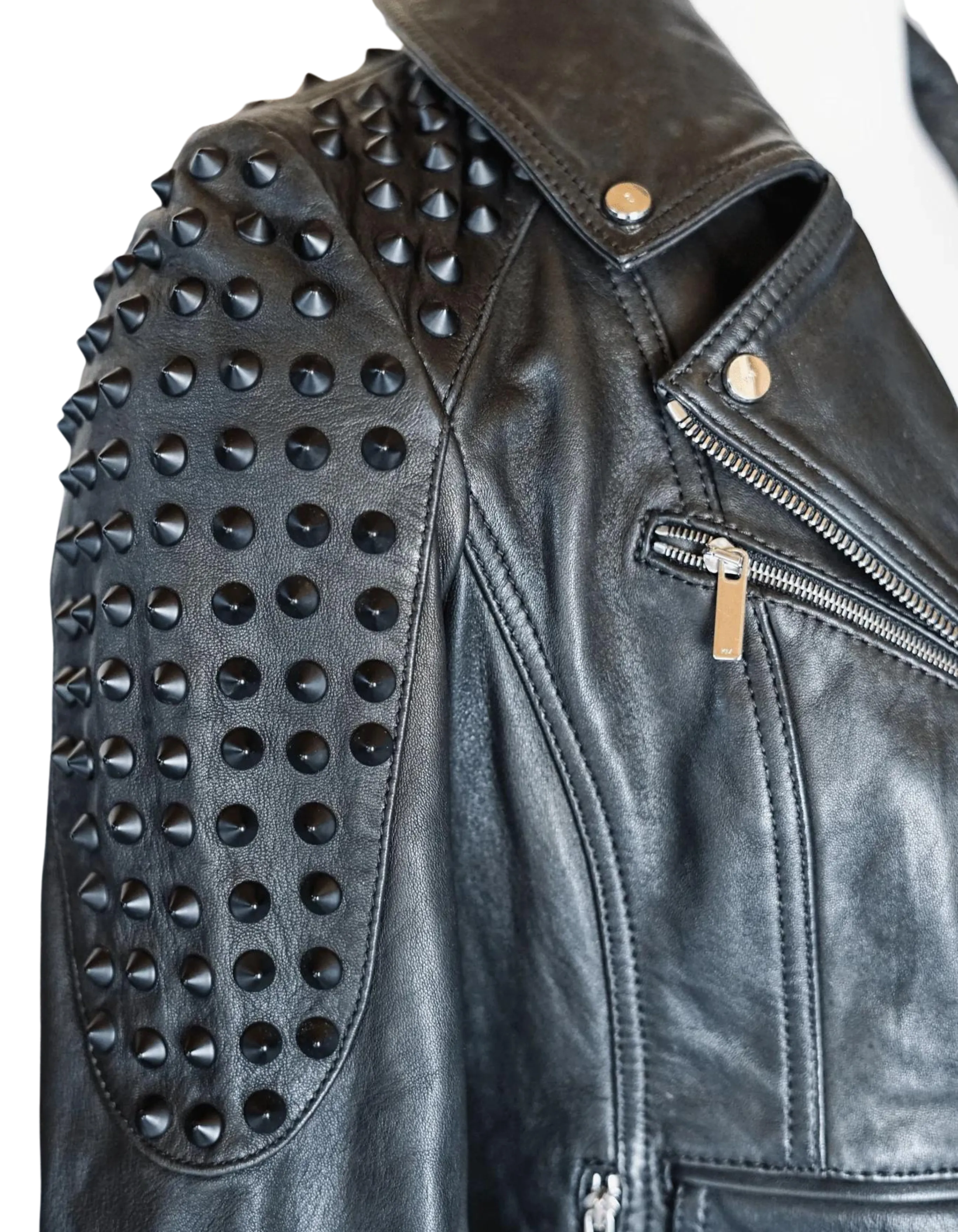 Karen Millen | LIMITED EDITION | Leather Shoulder Spike Jacket With Buckles