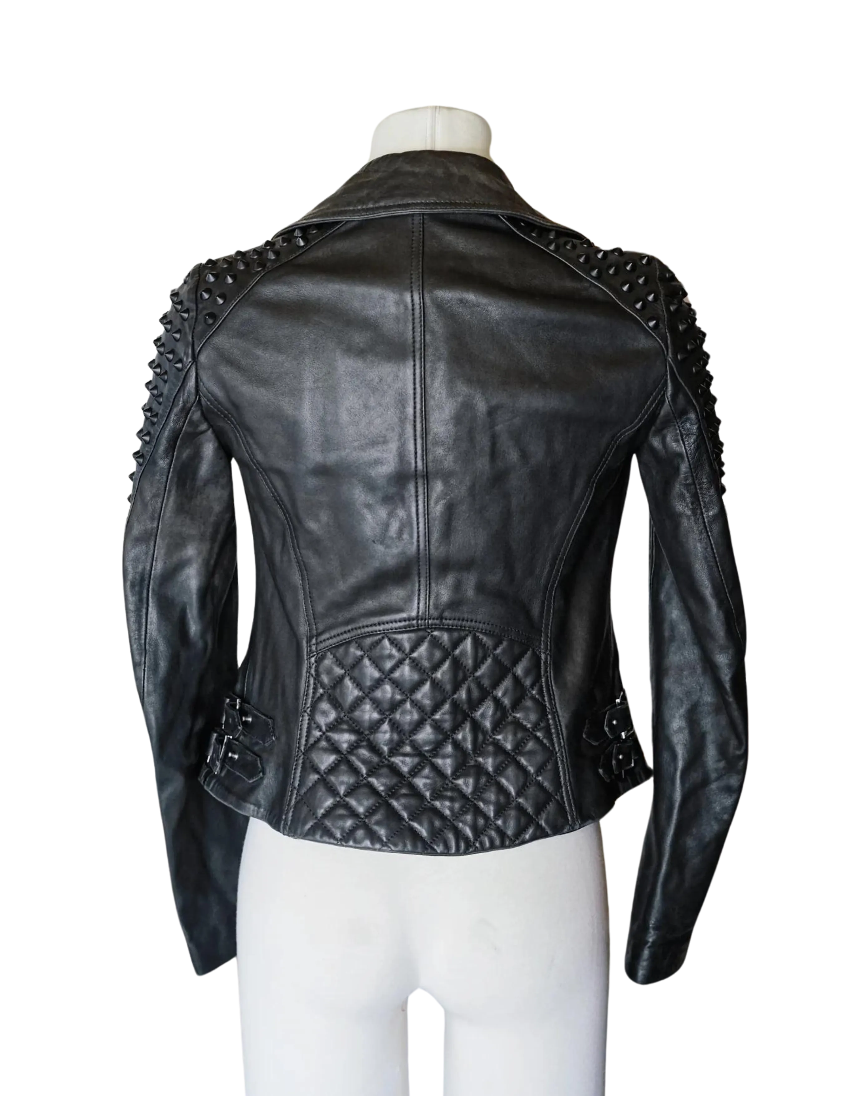 Karen Millen | LIMITED EDITION | Leather Shoulder Spike Jacket With Buckles