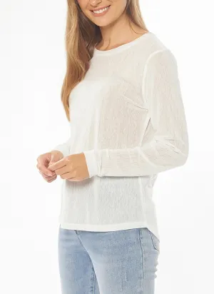 Leila   Luca Staple Long Sleeve Mesh Top - Ivory