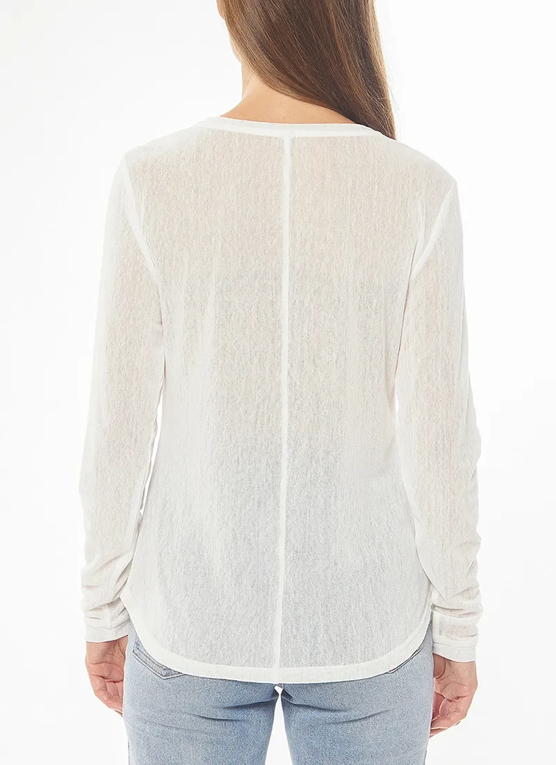 Leila   Luca Staple Long Sleeve Mesh Top - Ivory