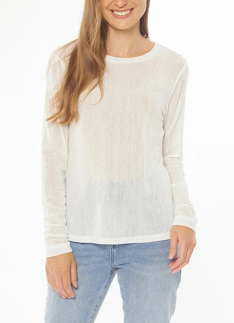 Leila   Luca Staple Long Sleeve Mesh Top - Ivory