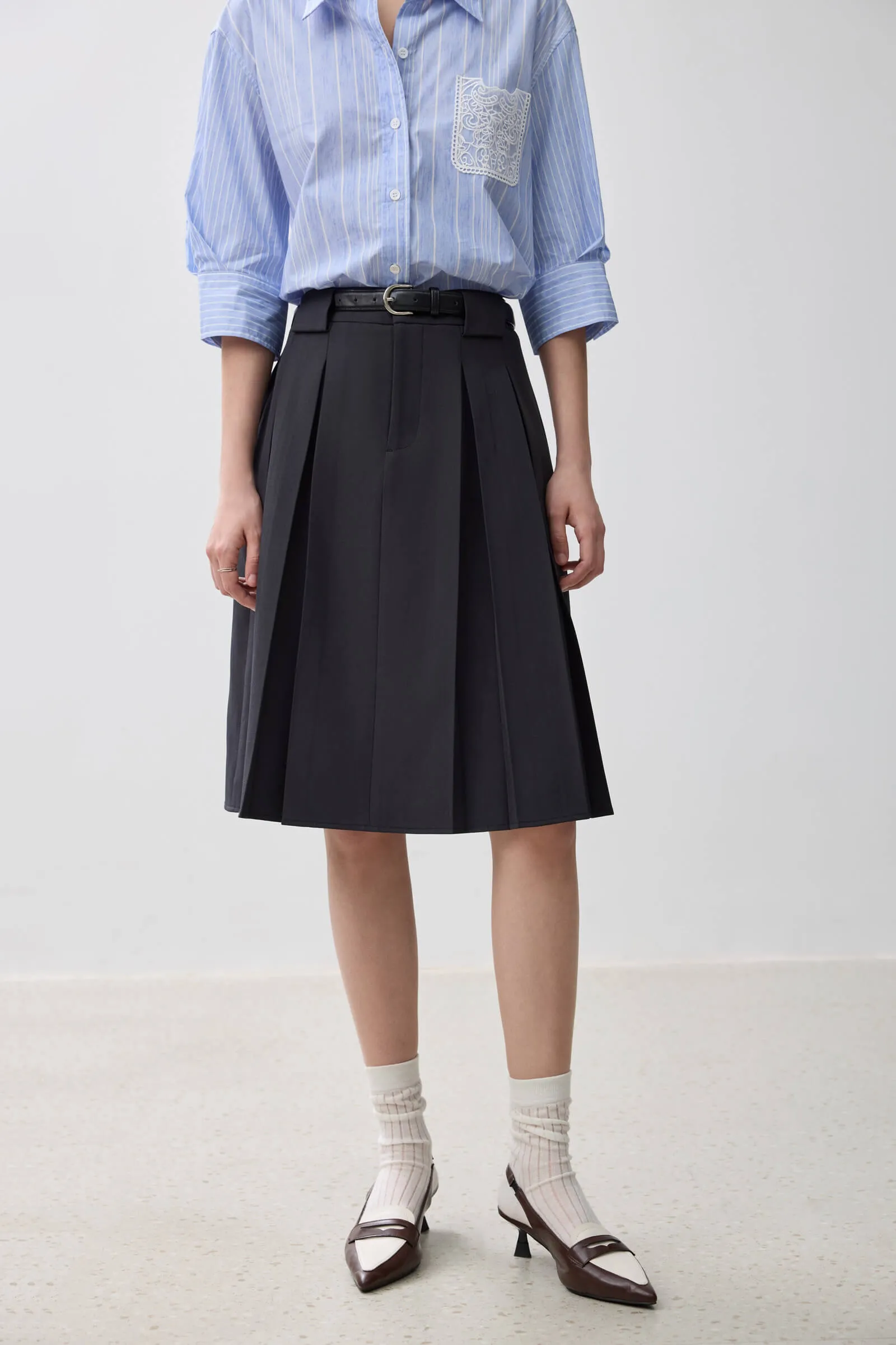 LILY Gray A-Line Skirt