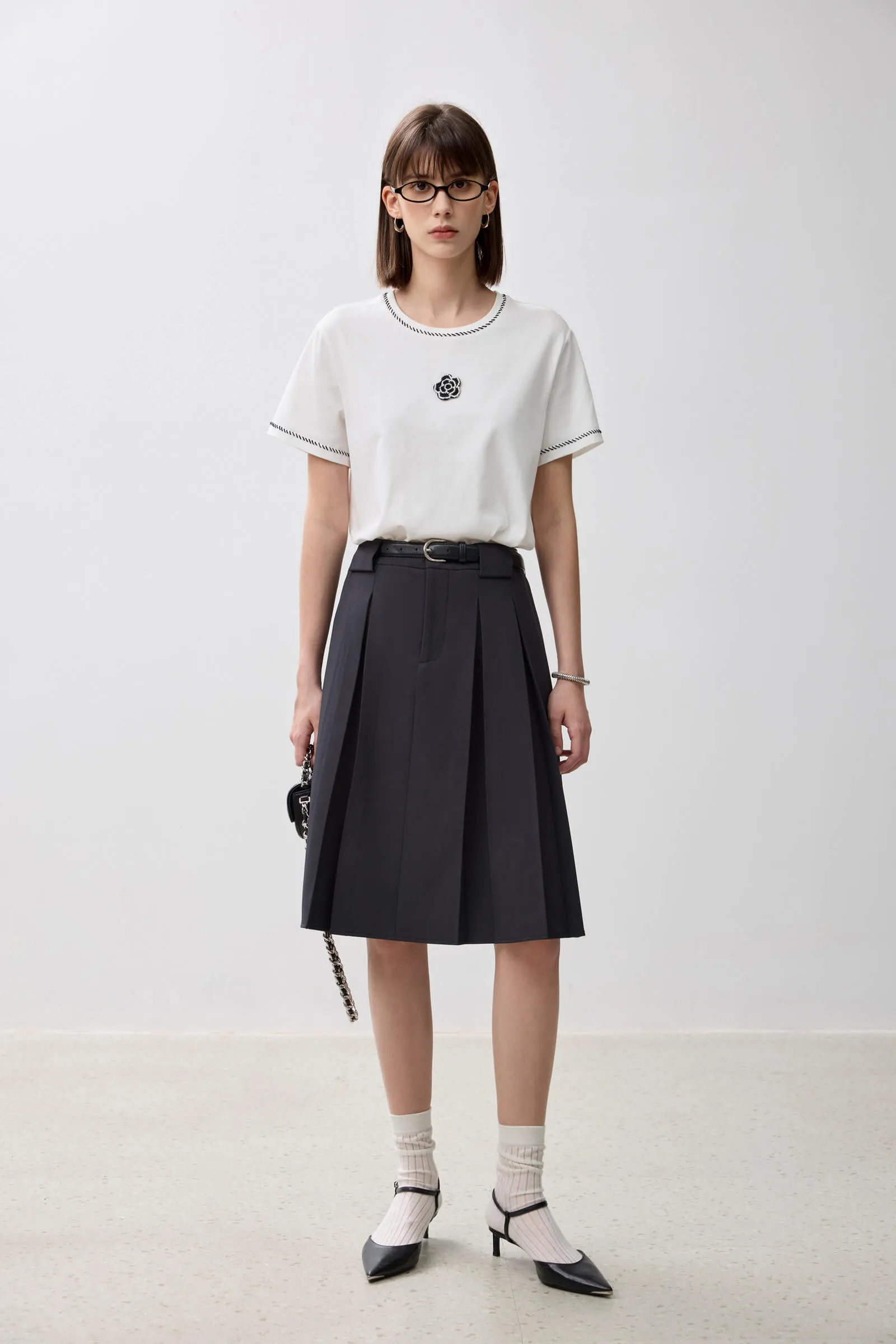 LILY Gray A-Line Skirt