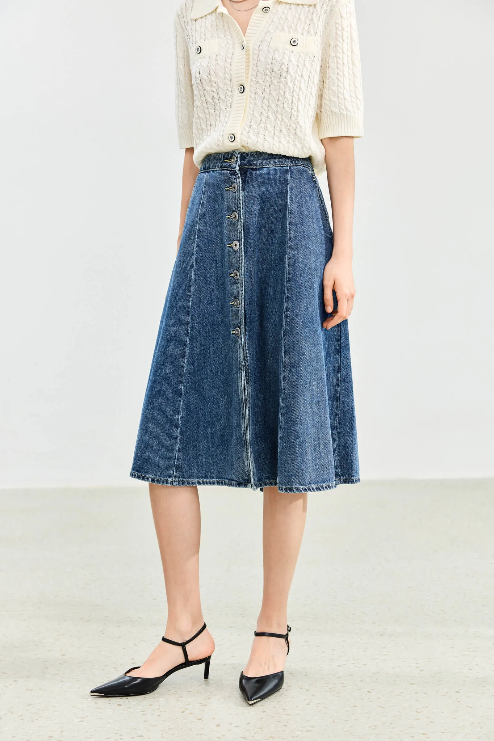 LILY High-Waist Denim Skirt