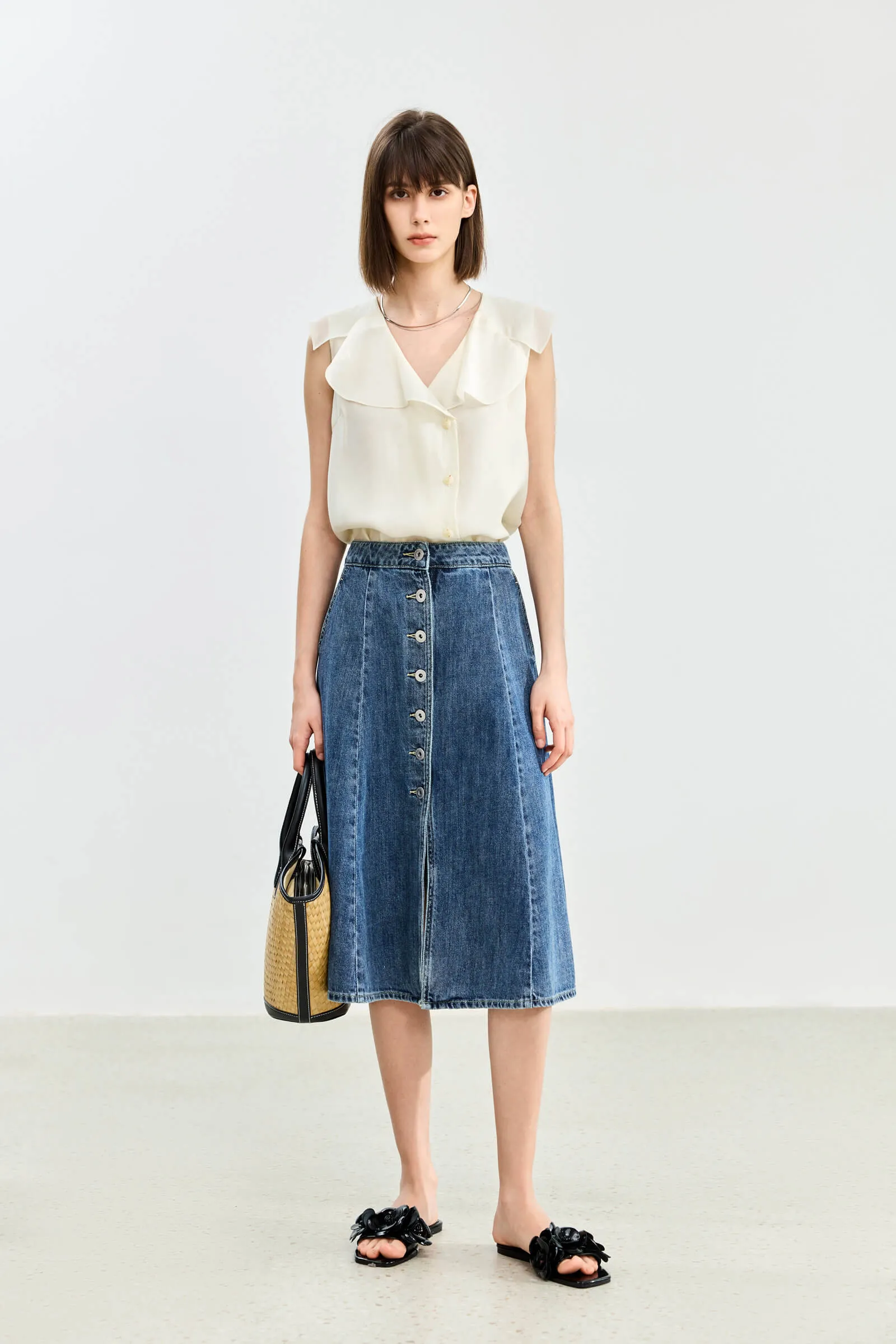 LILY High-Waist Denim Skirt