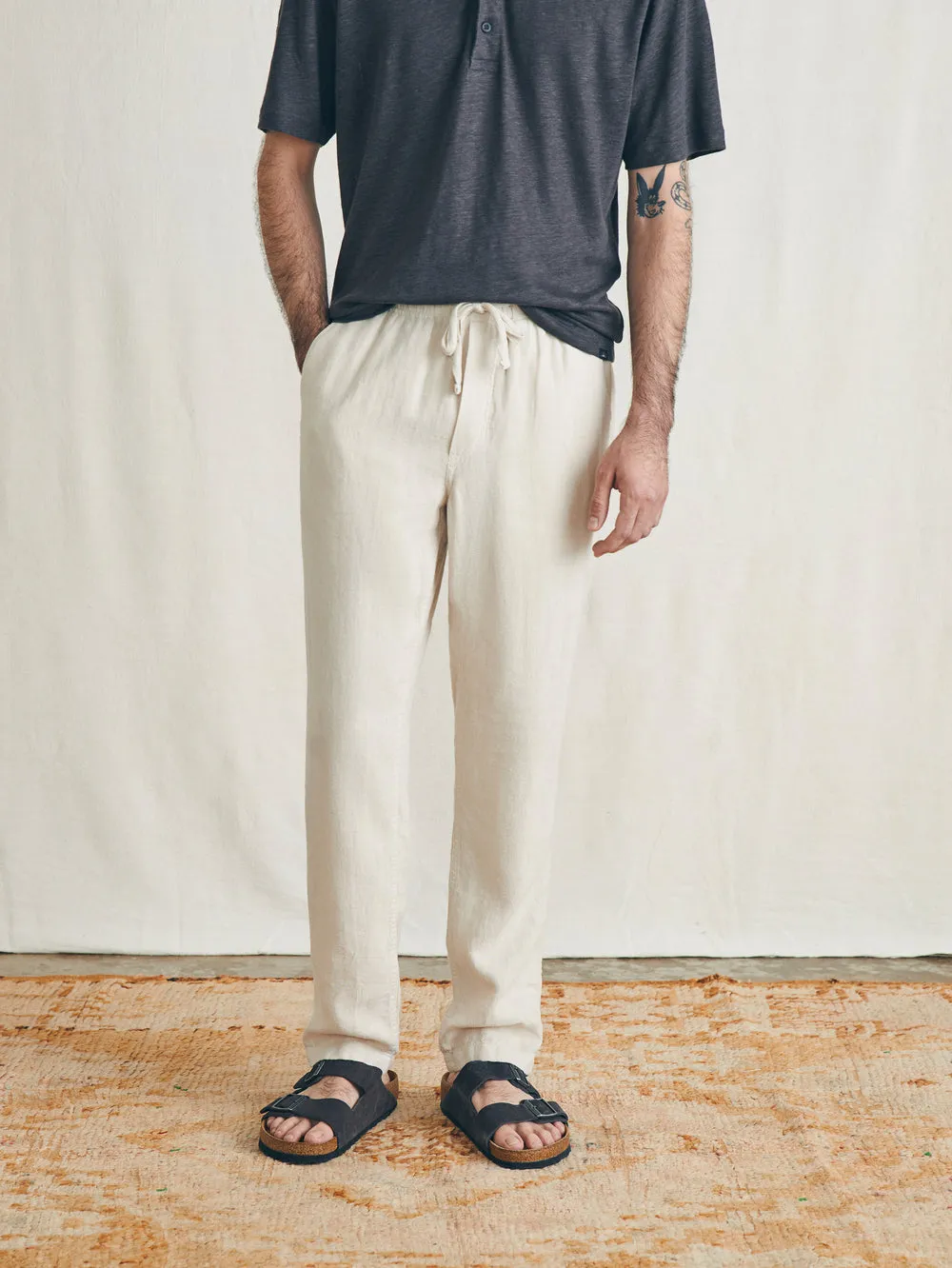 Linen Drawstring Pants - Weathered Sand