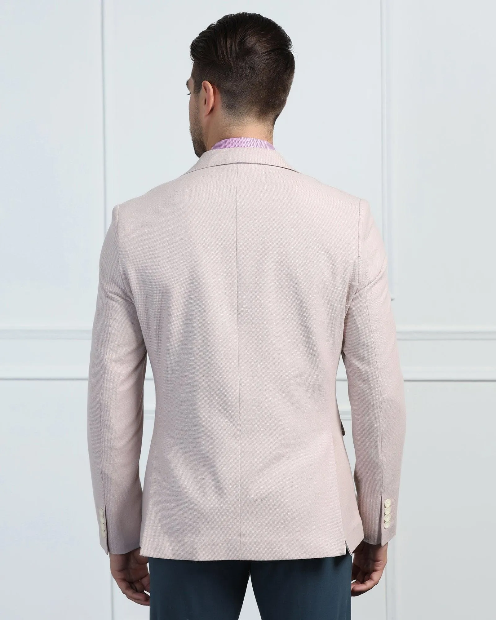 Linen Formal Pink Textured Blazer - Datsun