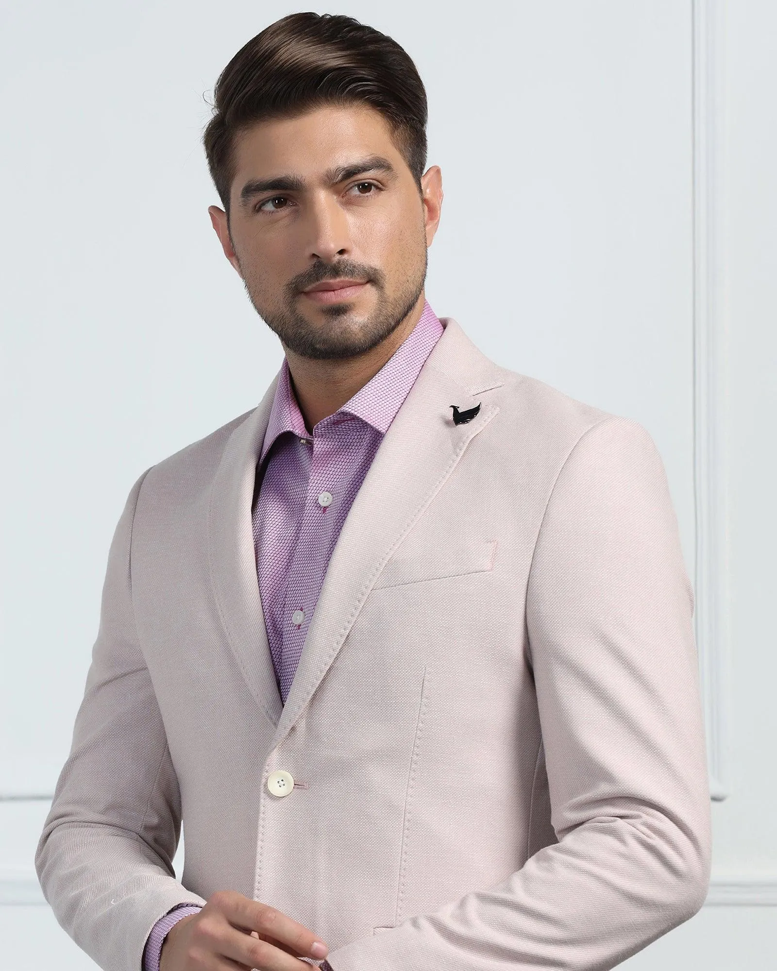 Linen Formal Pink Textured Blazer - Datsun