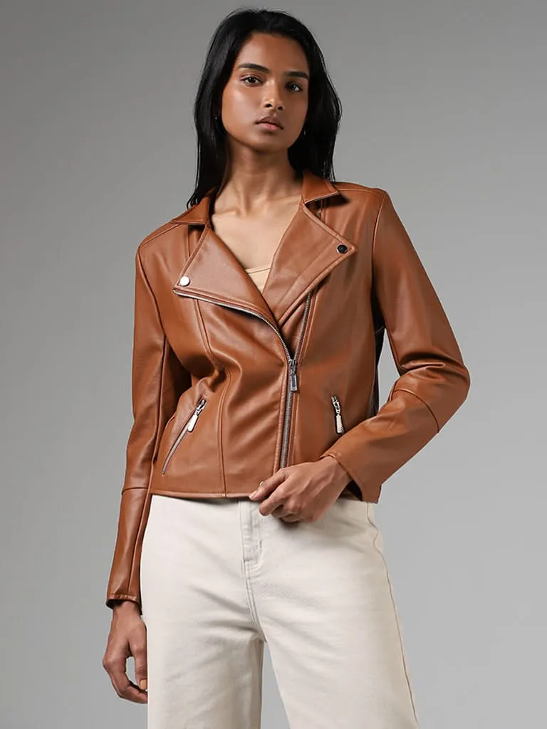 LOV Tan Brown Biker Jacket