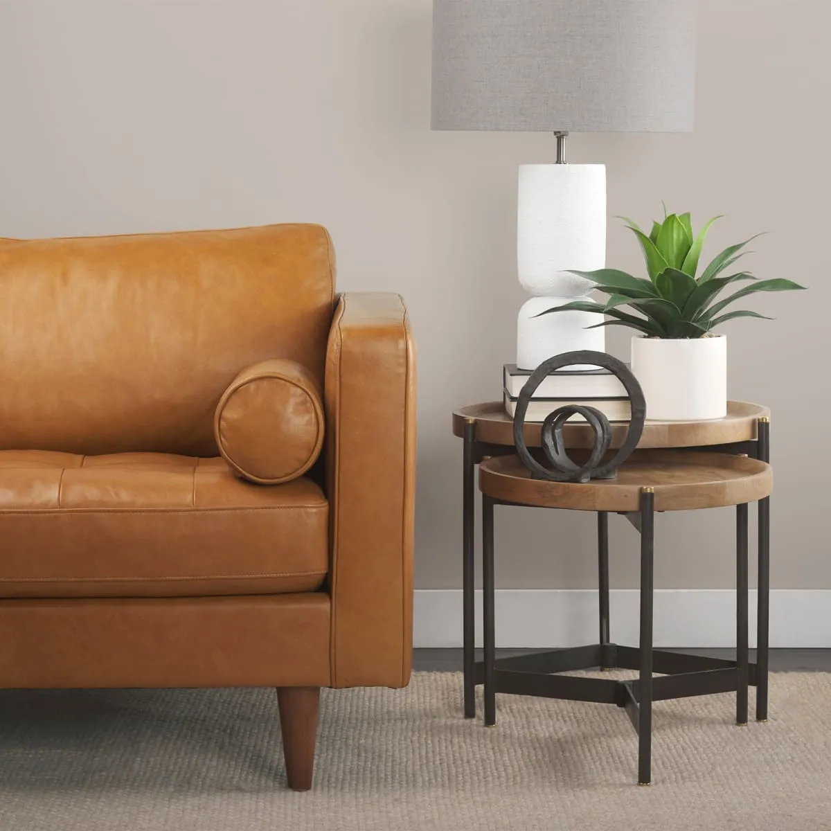 Marquisa Accent Table Brown Wood | Black Metal