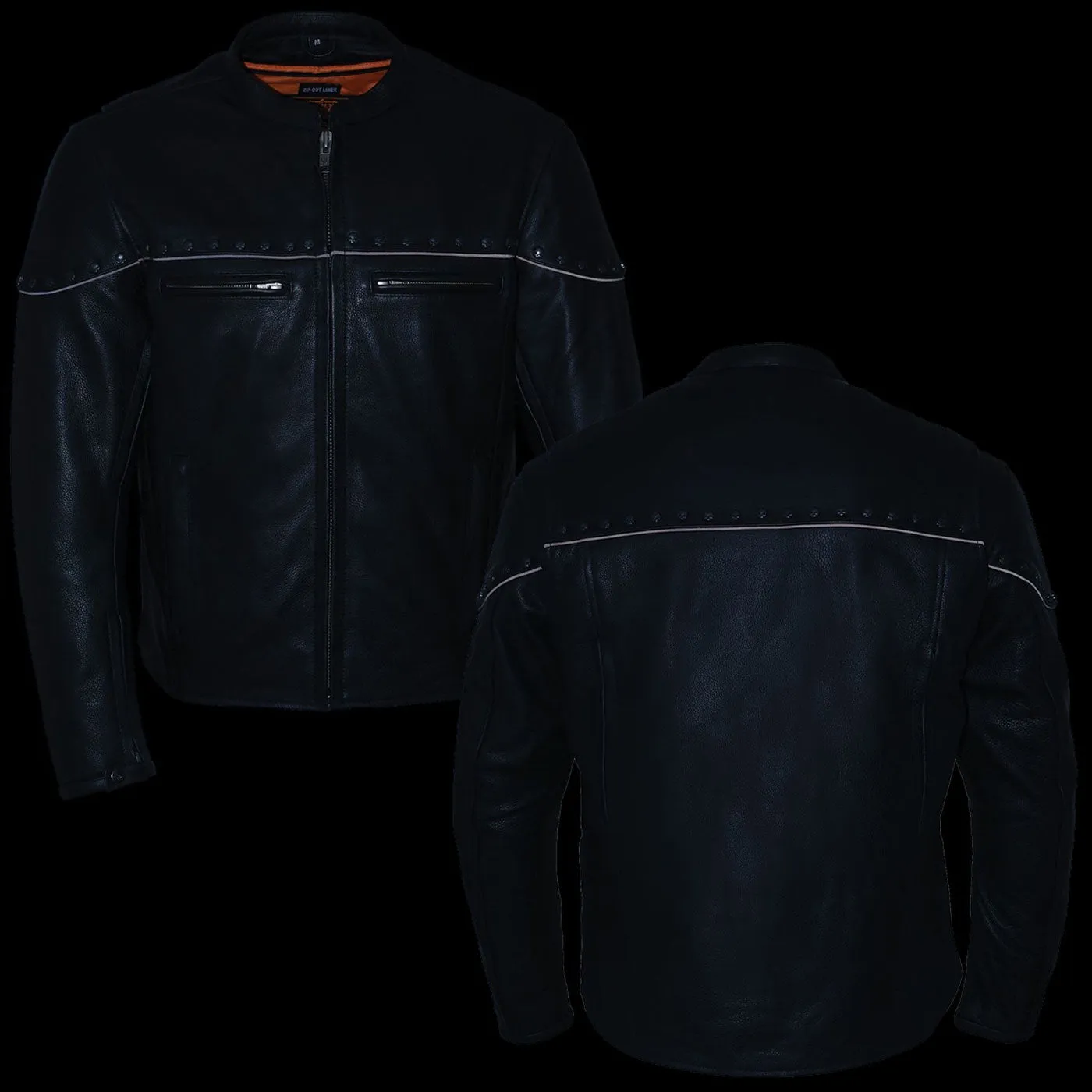 Milwaukee Leather MLM1504 Men's Black ‘The Skelly Racer’ Premium Moto Leather Jacket