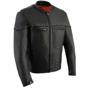 Milwaukee Leather MLM1504 Men's Black ‘The Skelly Racer’ Premium Moto Leather Jacket