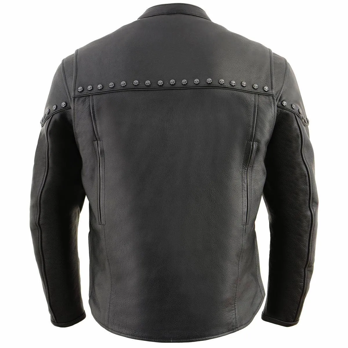 Milwaukee Leather MLM1504 Men's Black ‘The Skelly Racer’ Premium Moto Leather Jacket