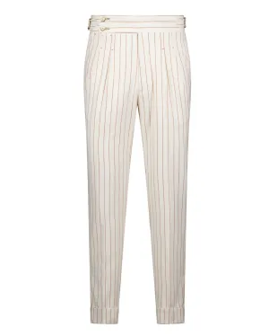 Mykonos Trouser - Peach Pinstripe