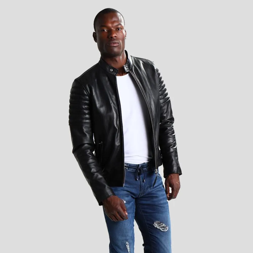 Neil Black Quilted Lambskin Leather Jacket