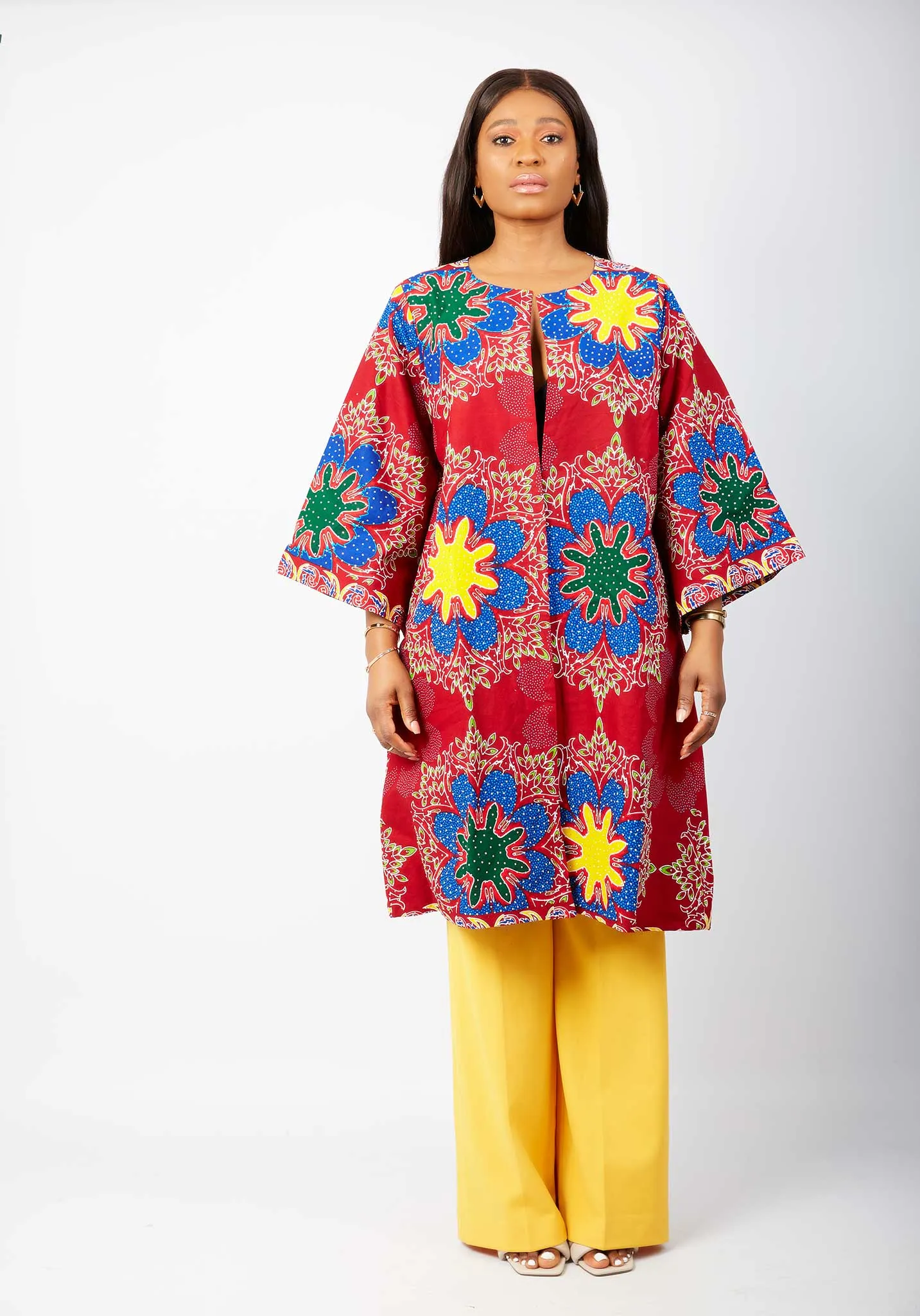 New In Embellished African Print Midi Jacket - Latisha