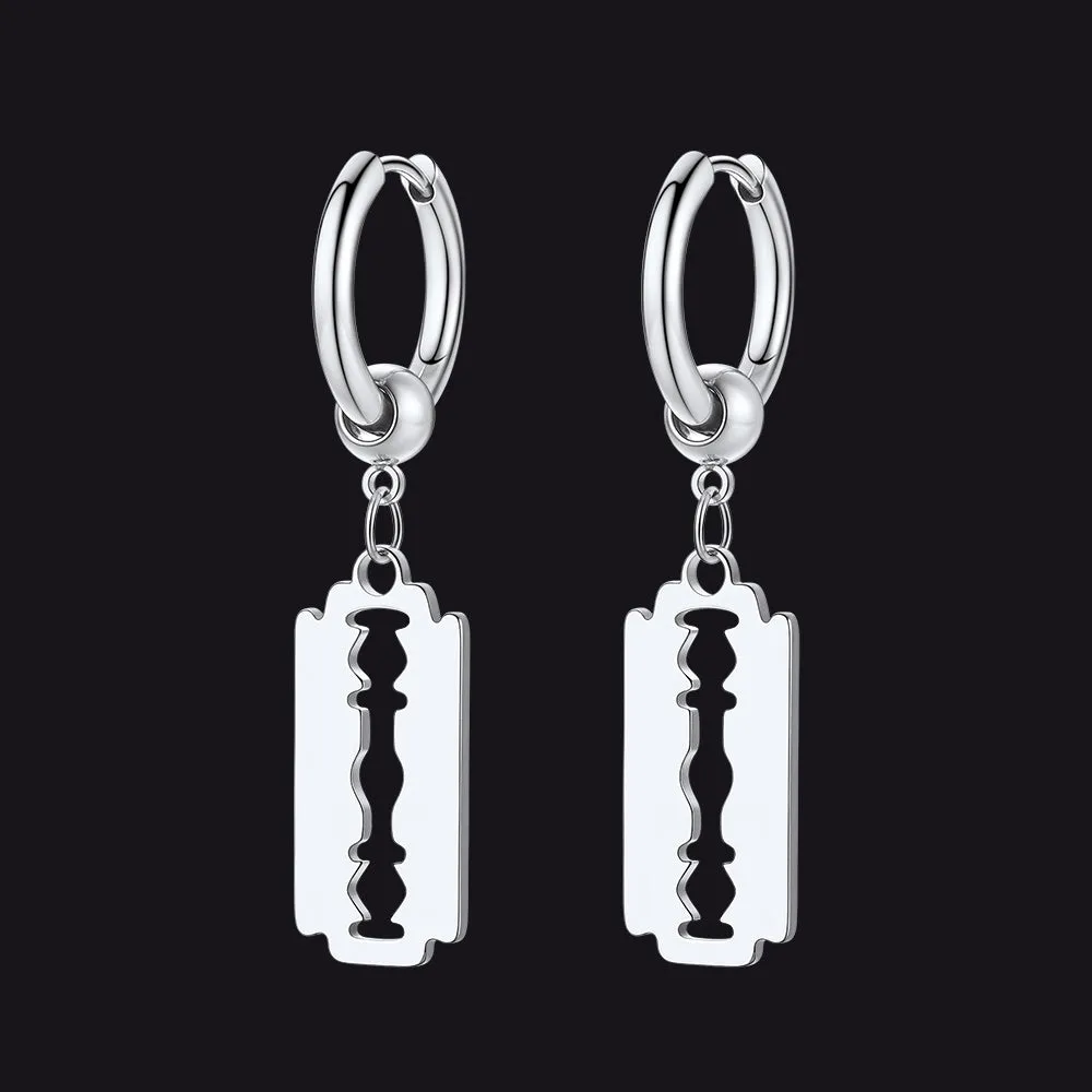 Punk Razor Dangle Hoop Earring for Men Women