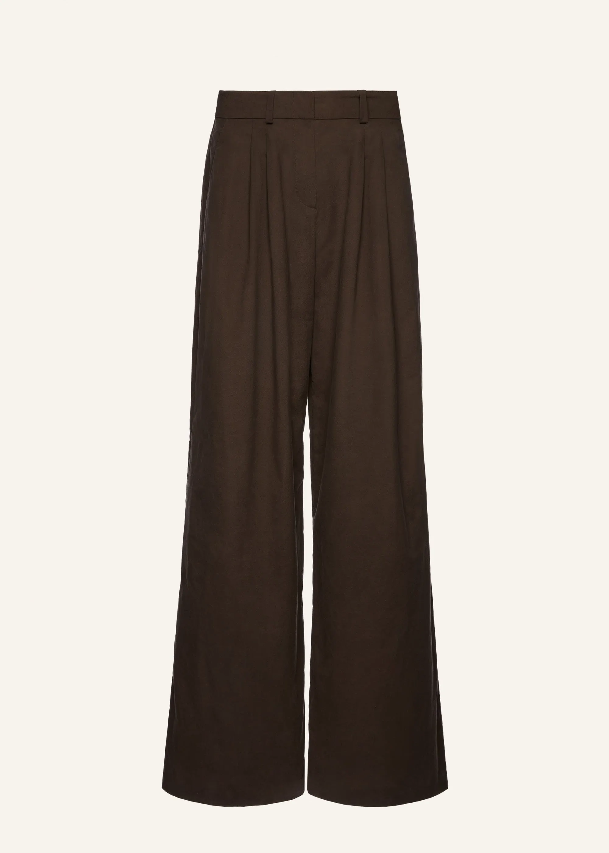 Relaxed cotton trousers in brown