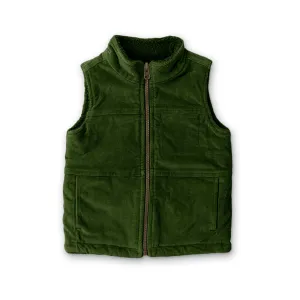 Sherpa/Corduroy Reversible Vest - Spruce