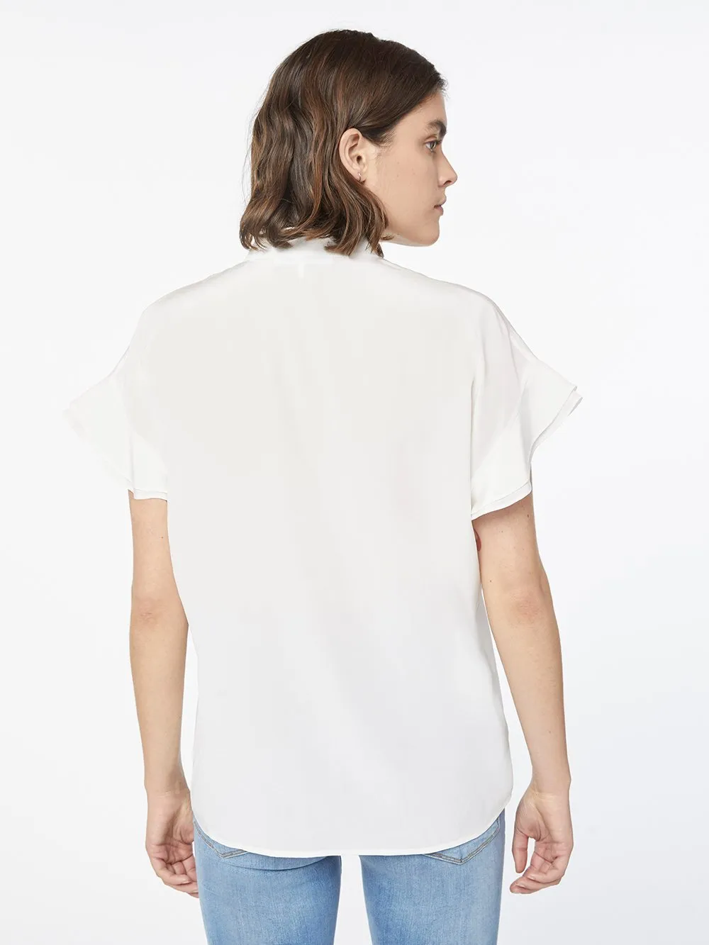 Silk Flounce Short Sleeve -- Off White