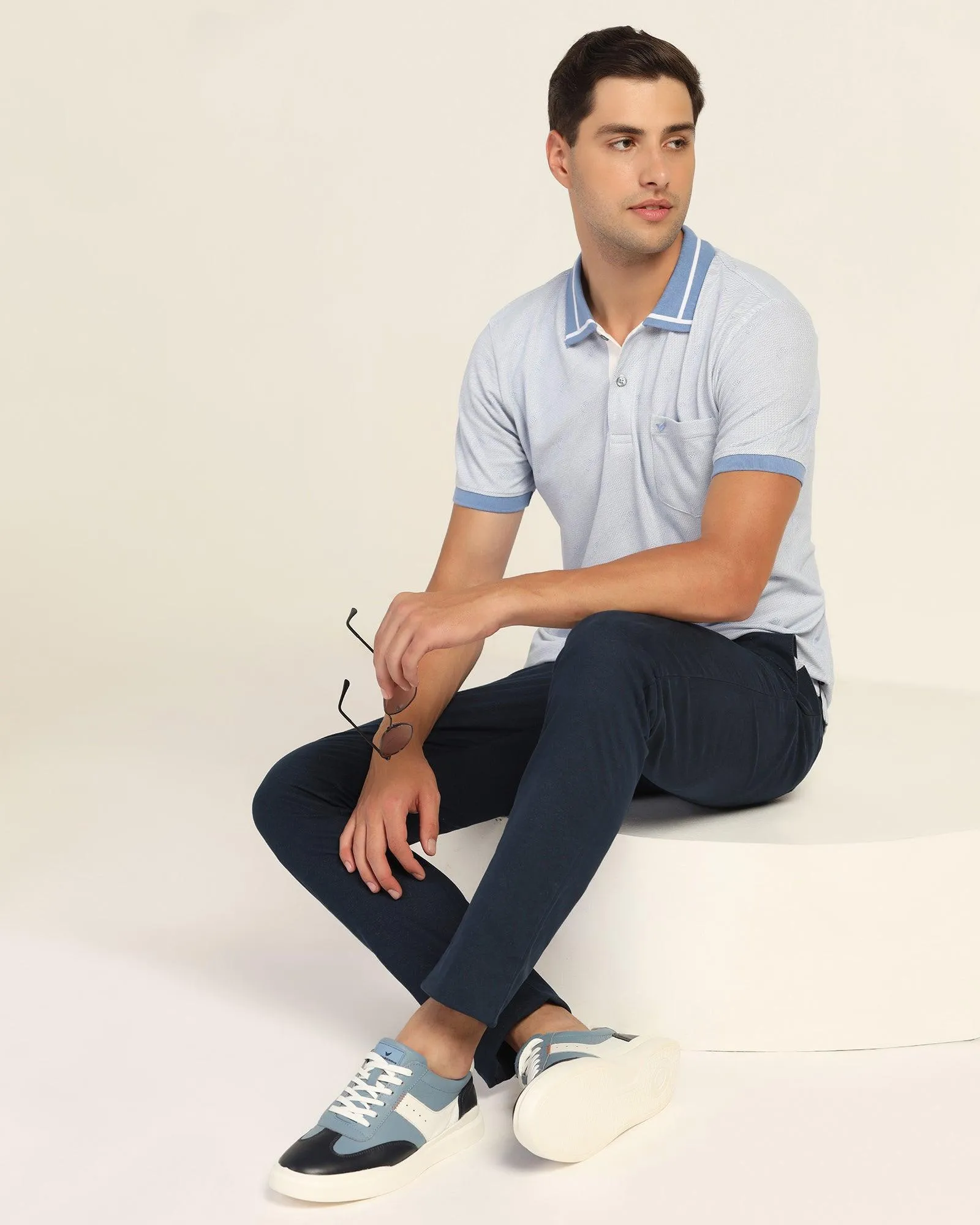 Slim Comfort B-95 Casual Navy Solid Khakis - Cypher