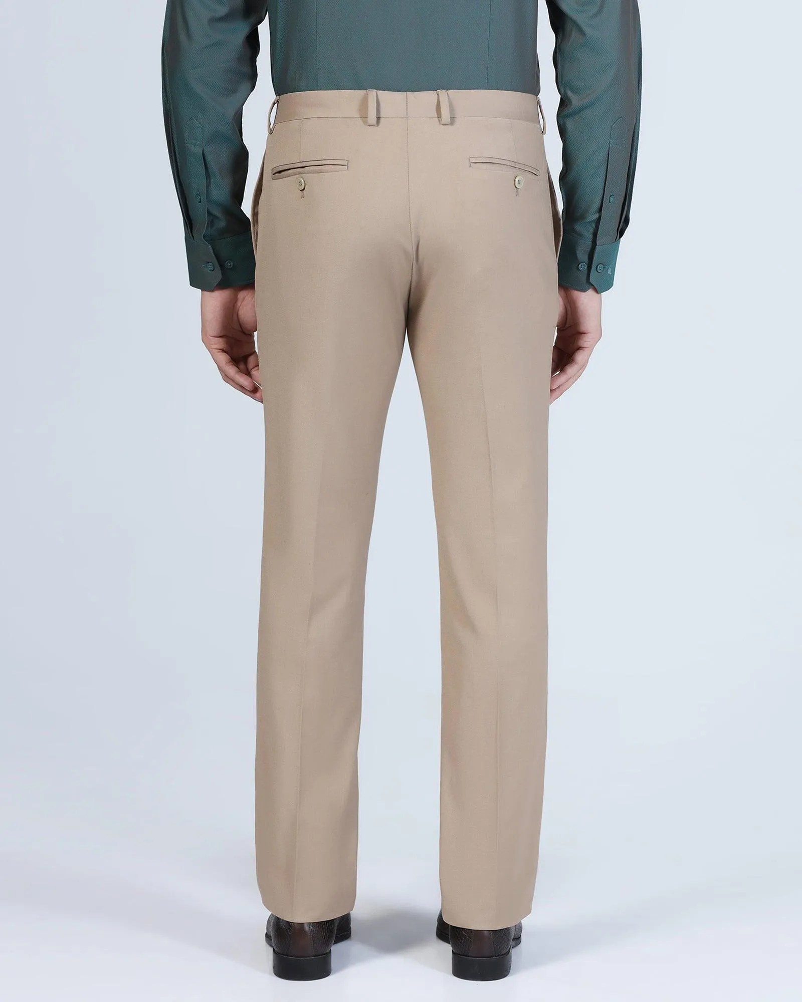 Slim Comfort B-95 Formal Beige Solid Trouser - Eldorado