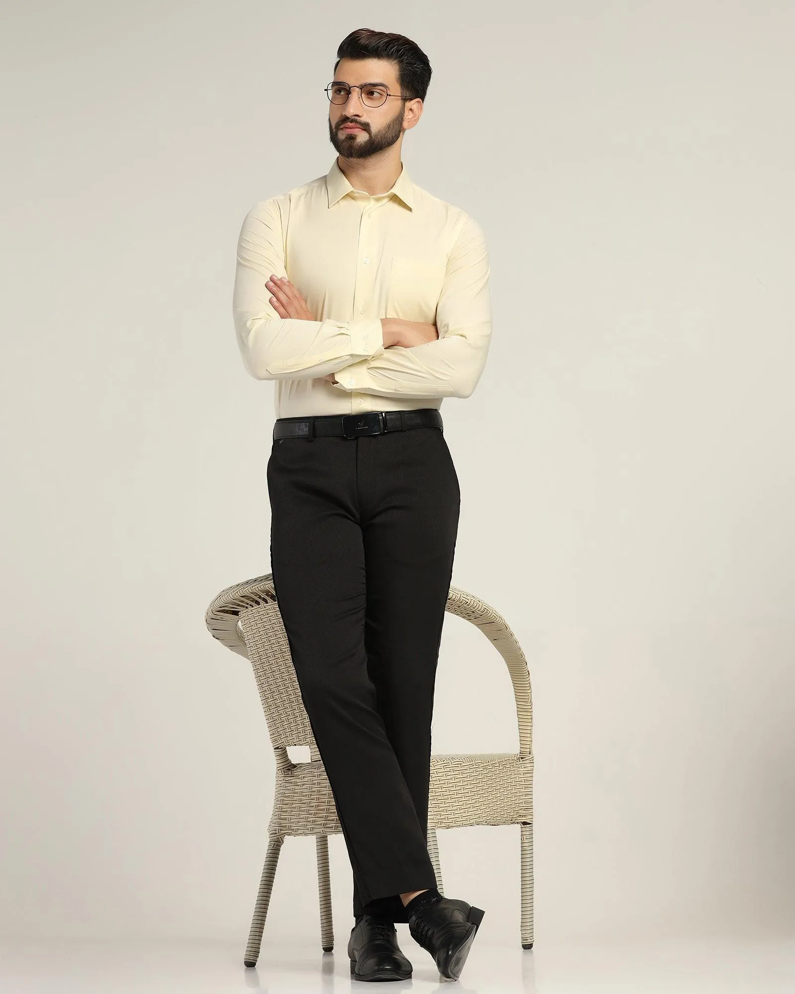 Slim Comfort B-95 Formal Black Textured Trouser - Dandis