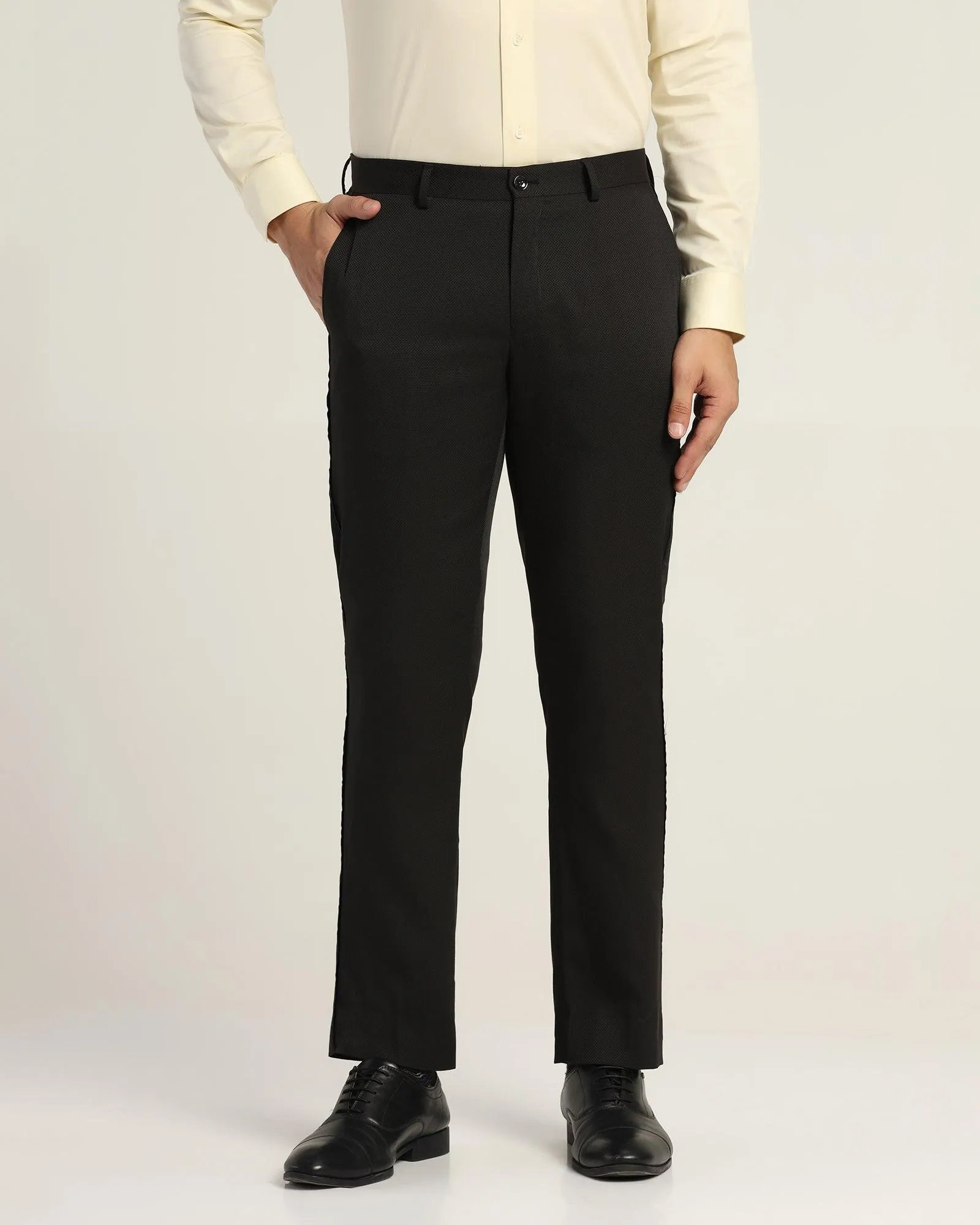 Slim Comfort B-95 Formal Black Textured Trouser - Dandis